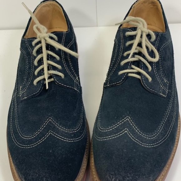 1901 | Shoes | 91 Dark Navy Suede Oxfords Wing Tip Mens 12m  display picture 3
